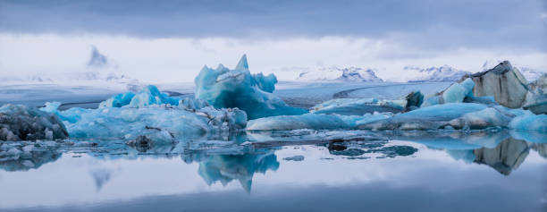 istock Ice washed up on Iceland black sand beach 1206575411