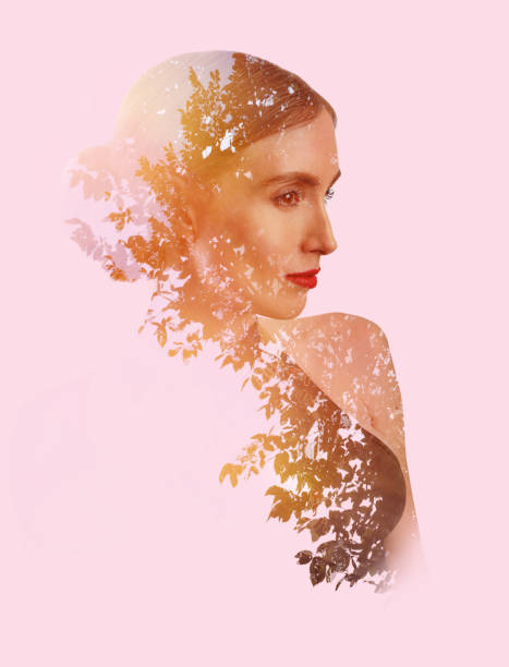 istock Multiple Exposure of beautiful woman and trees 1206576566