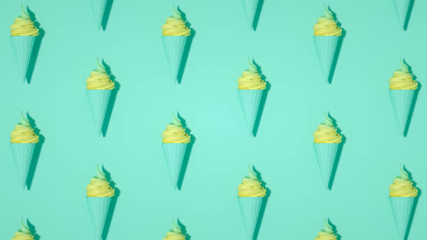 istock Ice cream and cone, Minimal summer concept. 1206577435