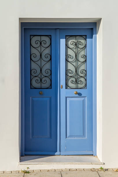 istock Blue wooden front door 1206578240