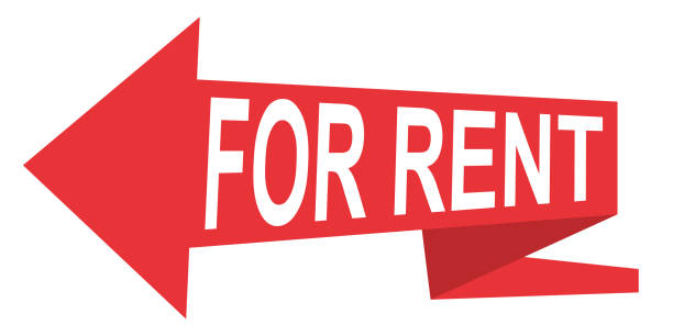 istock Arrow pointer for rent vector red sign icon banner arrow ribbon for rent 1206580843