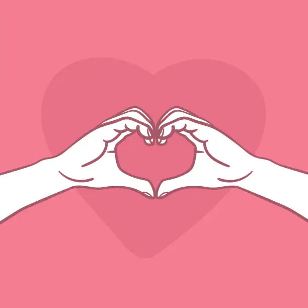 Vector illustration of hand gesture heart like happy valentines day. Hands making heart sign.