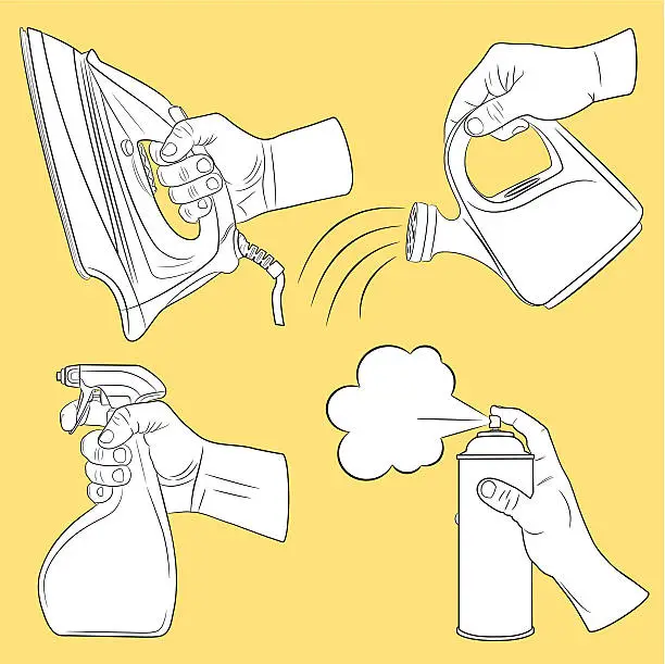 Vector illustration of Hands and some household object set
