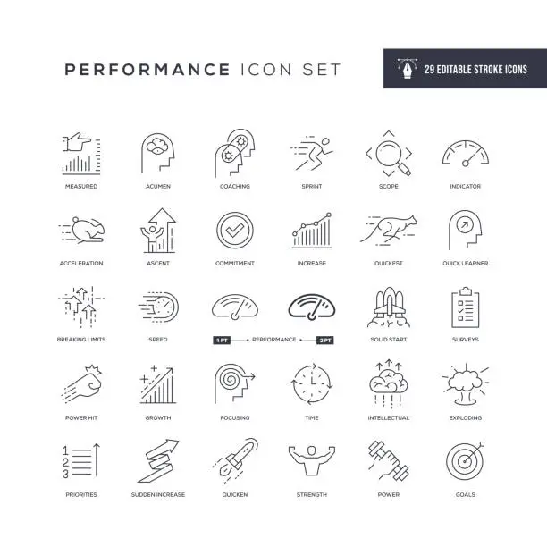 Vector illustration of Performance Editable Stroke Line Icons