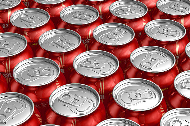 istock A top view of many red can refreshing drinks 120659771