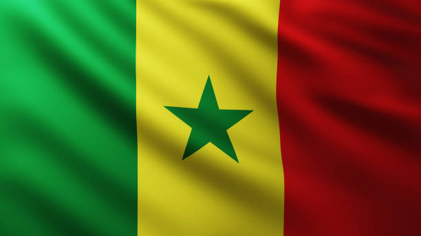 istock Large Flag of Senegal fullscreen background in the wind 1206598083