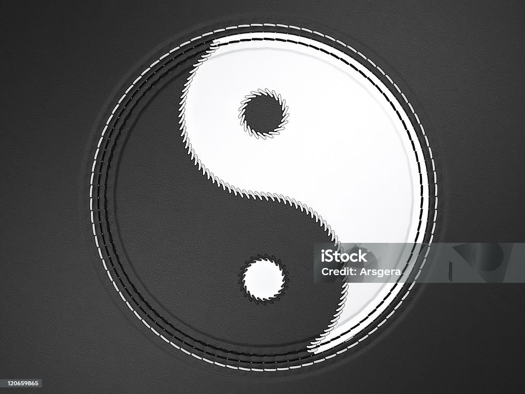 Ying yang símbolo de couro costurado - Foto de stock de Acordo royalty-free