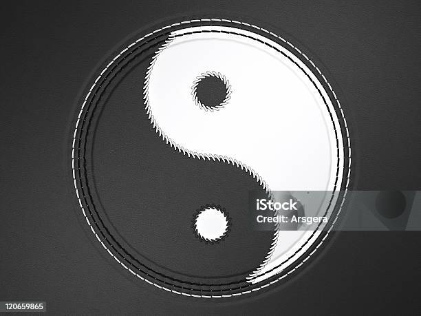 Foto de Ying Yang Símbolo De Couro Costurado e mais fotos de stock de Acordo - Acordo, Aspiração, Branco