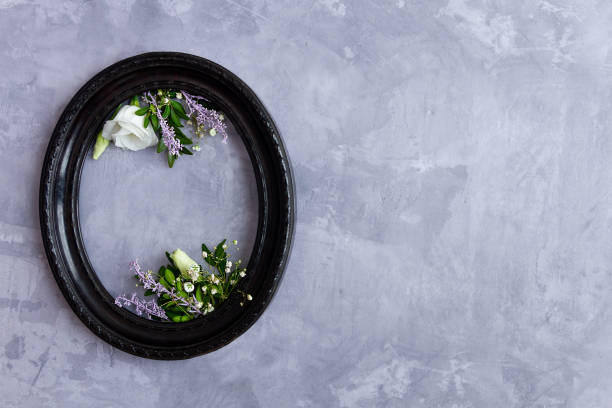 istock Flowers in frame isolated on grey background 1206603212