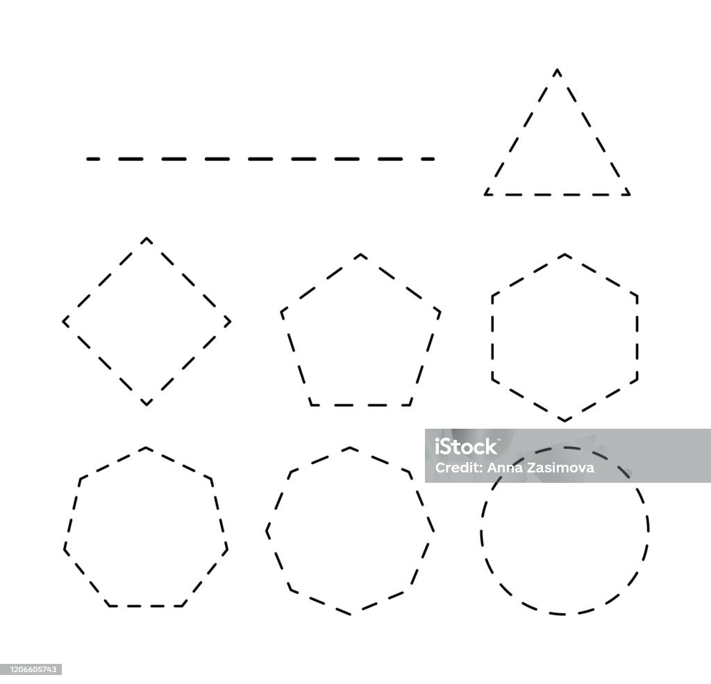 Polygon Line Draw Line For Cutting Various Geometric Shapes Line Drawing Set Of Polygon ...