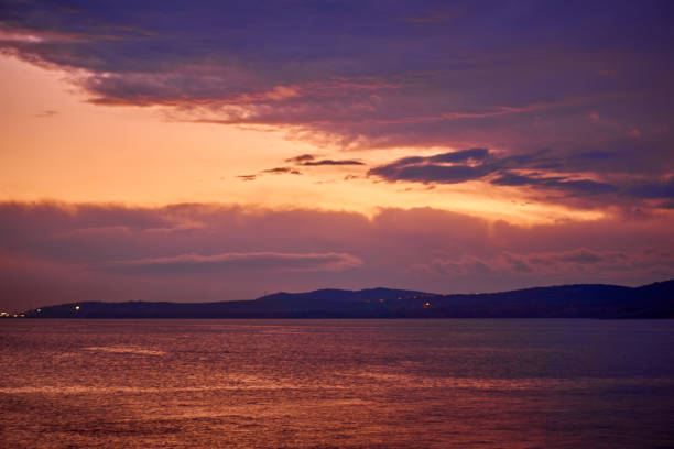 A beautiful view of Dardanelles strait at sunset from a ferry