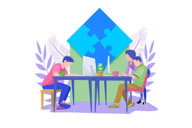 Vector illustration of Isometric people team management concept