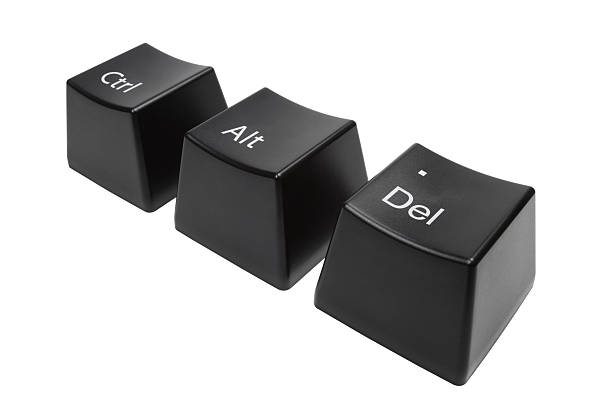 ctrl, alt, del keyboard keys isolated on white - computer delete bildbanksfoton och bilder