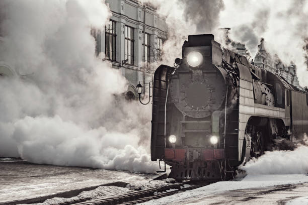 istock Steam train departs from Riga railway station. Moscow. 1206619091