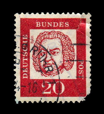 Germany stamp: portrait of composer Johann Sebastian Bach (1685-1750), series \