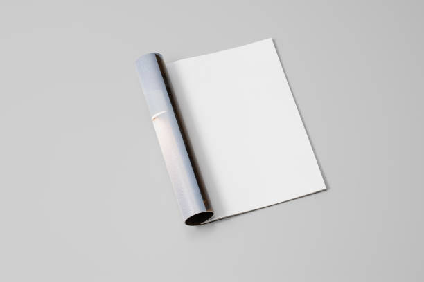 istock Mock-up magazine, newspaper or catalog on gray background. Blank page 1206622345