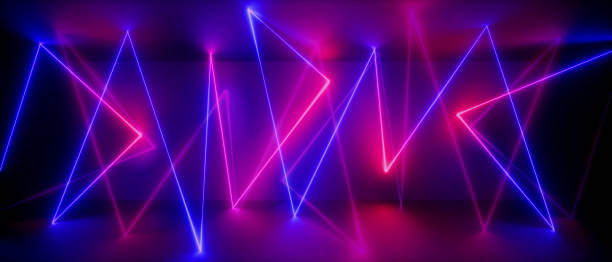 istock 3d abstract neon background, chaotic lines, geometric shapes, trajectory path glowing in ultraviolet light, violet pink blue laser rays 1206623076