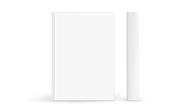 Hardcover book mockup front cover and spine isolated on white background Hardcover book mockup front cover and spine isolated on white background. Vector illustration blank book spine stock illustrations