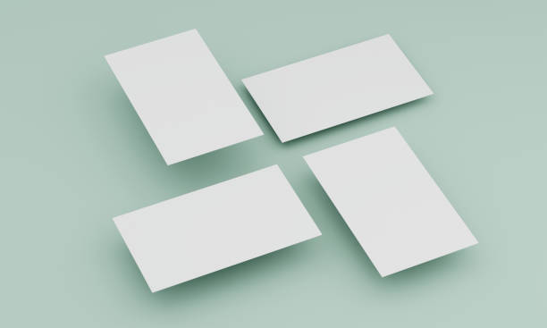 istock Four business cards from above 3d illustration 1206624399