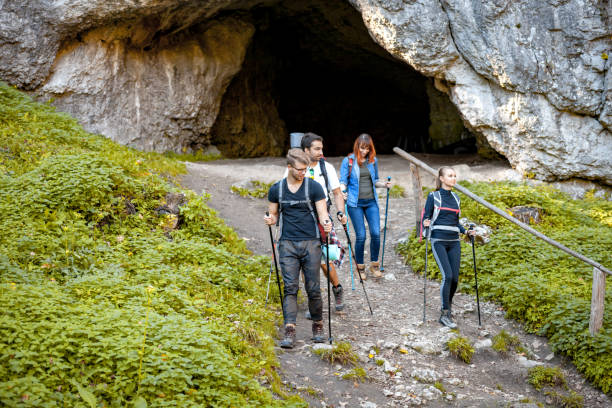istock Group of hikers exploring mountain, trekking in nature 1206627177