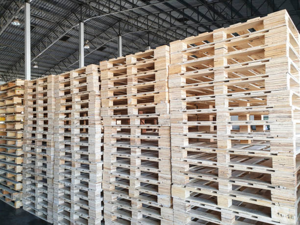 istock Stack of wooden pallet in warehouse 1206630472