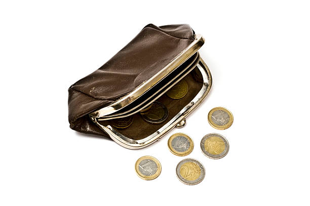istock Old purse and euro coins 120663649