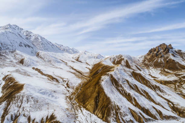 istock lanscape with barren mountain which is covered with ice 1206636813