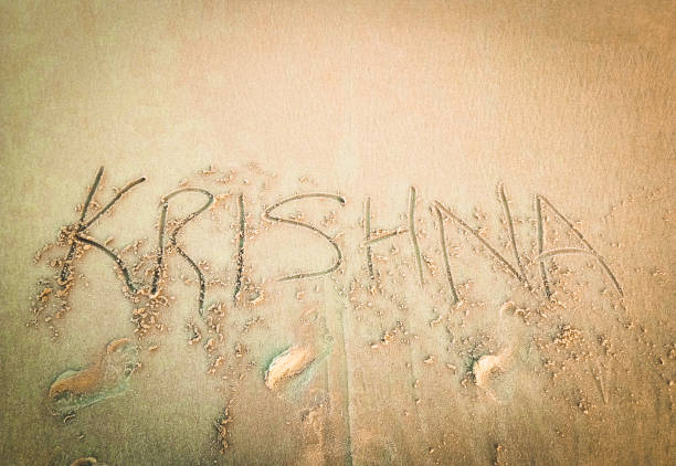 Woman writing on sandy beach with tree branch