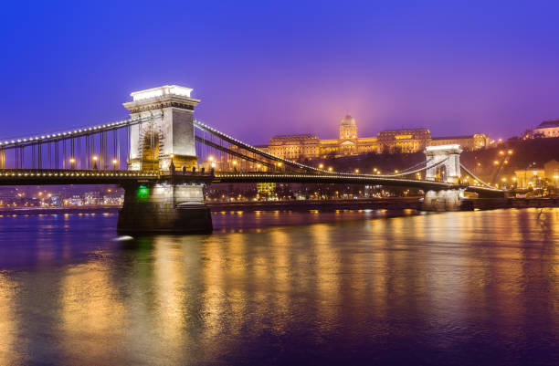 Chain bridge in Budapest Hungary - cityscape architecture background