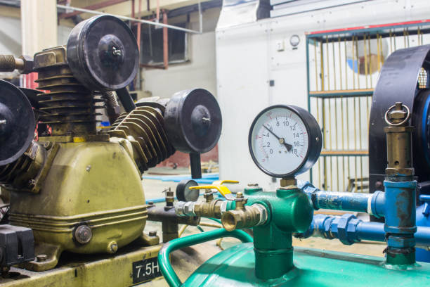 istock The pressure gauge, in the pneumatic system. 1206637064