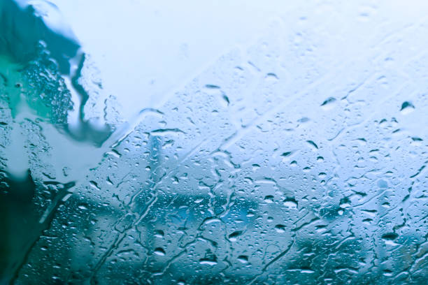 istock Wet window glass with raindrops 1206638462
