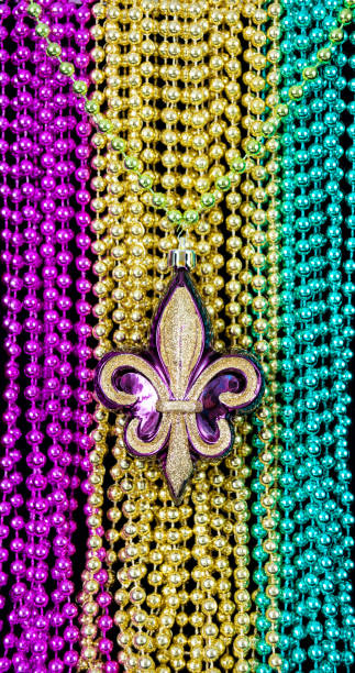 istock fleur de lys on the Mardi Gras necklaces 1206639337