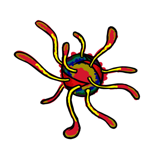 istock Colorful poisonous virus hand drawn concept isolated on white. 1206641036