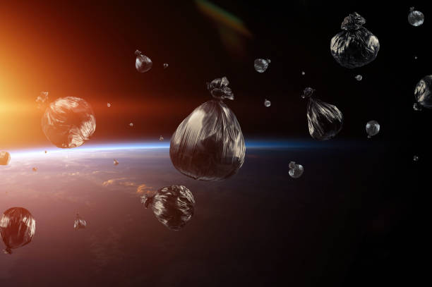 istock Debris in Earth orbit, dangerous debris in orbit around the planet. Elements of this image furnished by NASA. 1206643448