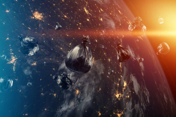 istock Debris in Earth orbit, dangerous debris in orbit around the planet. Elements of this image furnished by NASA. 1206643487