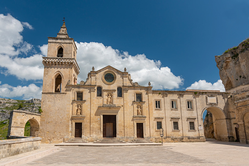 Saint Peter Church (Chiesa di San Pietro Caveoso) in Matera, European Capital of Culture for 2019, Italy.