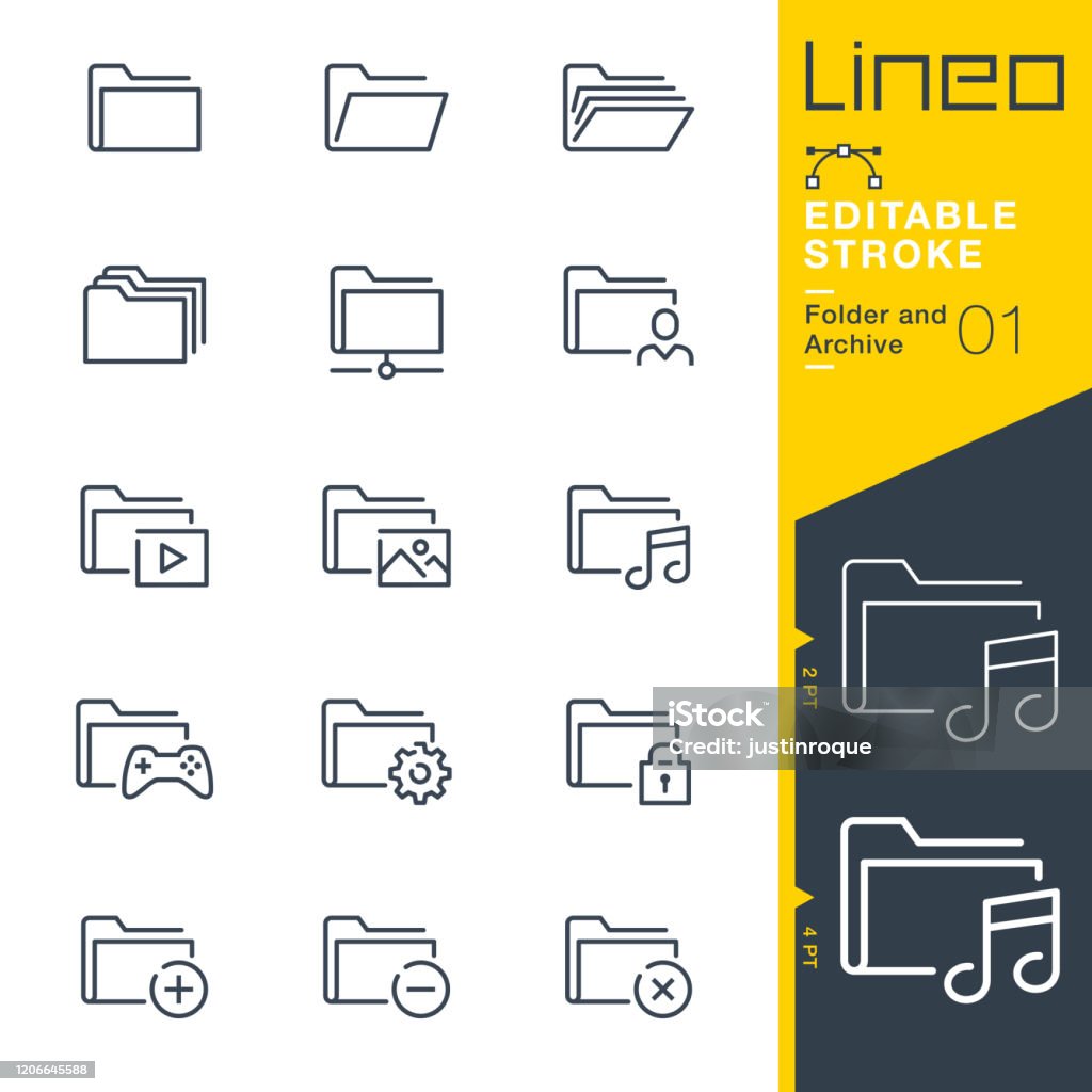 Lineo Editable Stroke - Folder and Archive line icons Vector Icons - Adjust stroke weight - Expand to any size - Change to any colour File Folder stock vector