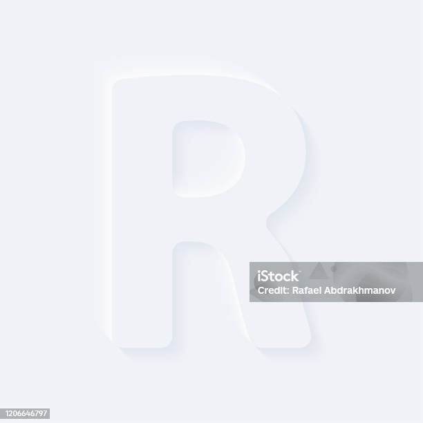 White Graphics R Entry Vector Button Letter Of Alphabet R Bright White Gradient Neumorphic ...