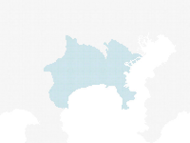 dotted Japan map, Kanagawa. extra large size dotted Japan map, Kanagawa. extra large size kanagawa prefecture stock illustrations