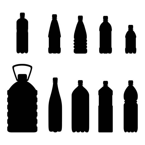 Vector Set of Plastic Bottle Silhouette Vector Set of Plastic Bottle Silhouette on White Background plastic bottles stock illustrations