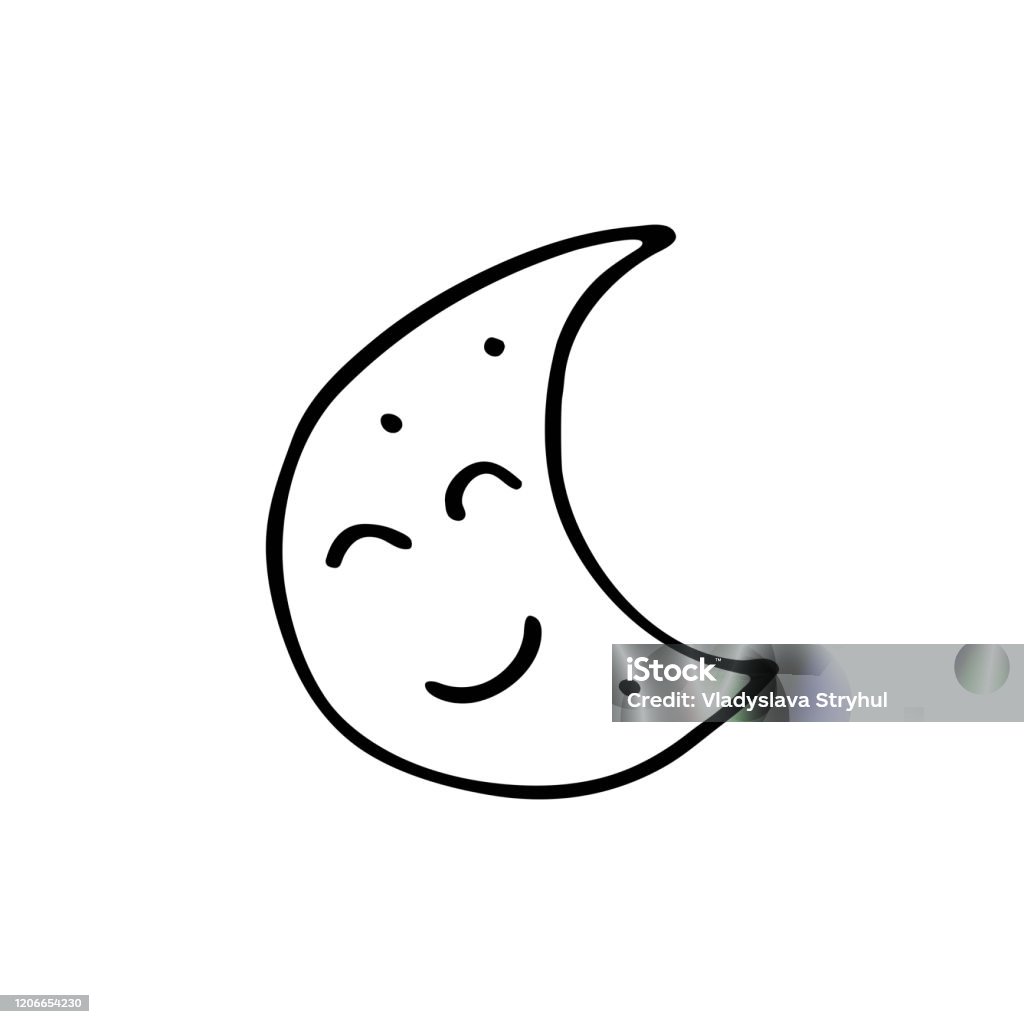 Mặt Trăng Nhỏ Dễ Thương Vẽ Doodle Vector Minh Họa Hình minh họa ...