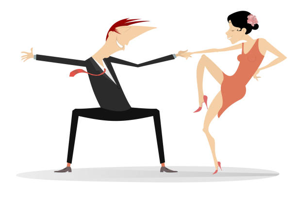 Funny Dancing Young Couple Isolated Stock Illustration - Download Image Now  - Cartoon, Wedding, Adult - iStock