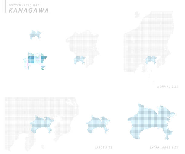 点在する日本地図セット,神奈川 - 横浜点のイラスト素材／クリップアート素材／マンガ素材／アイコン素材