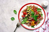 Whole grain pasta with grilled vegetables