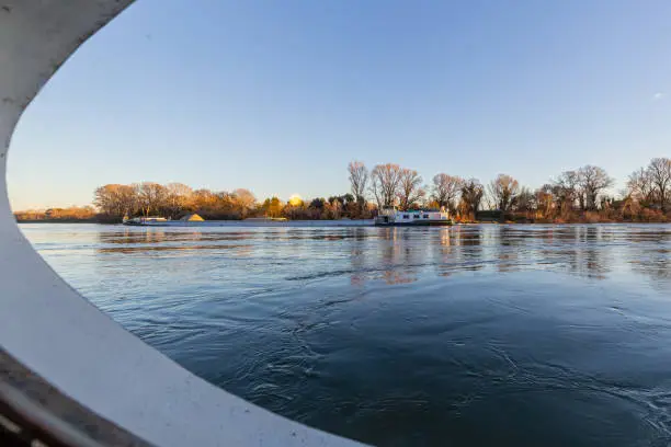 Photo of barge on the Rhone, Barthelasse island in Avignon