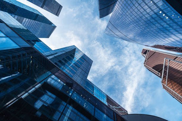 istock Modern skyscrapers in business district 1206658820