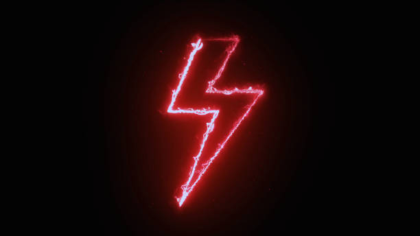 Appearance of lightning shape from fire on dark background.Electricity Power shape.