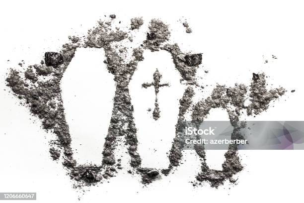 Cascet Or Coffin Drawing Made In Ash Dust Or Dirt Stock Photo - Download Image Now - Genocide, Ash, Box - Container