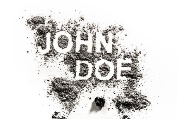 john doe name written in ash, dust or dirt as unknown - john deer imagens e fotografias de stock