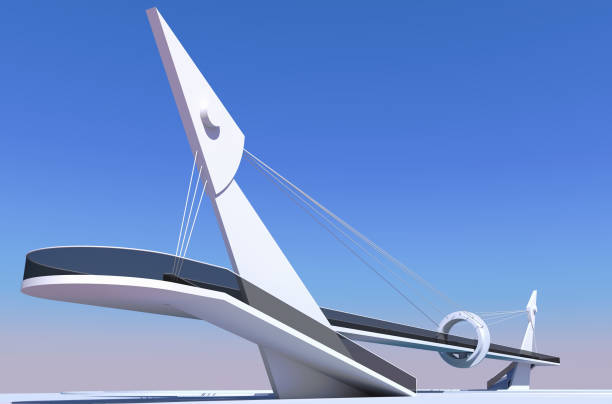 istock Modern architecture. Architectural design. Footbridge over the pool. 1206661489